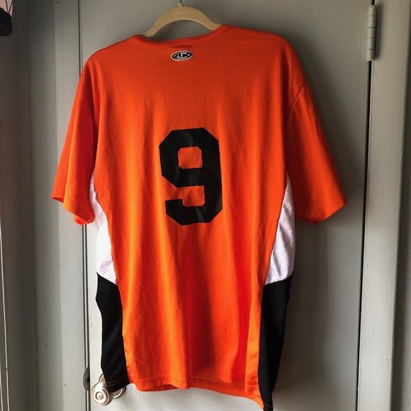 Helena Hawks Jersey Athletic Knit made in Canada Orange Black #9 size large - Picture 5 of 5